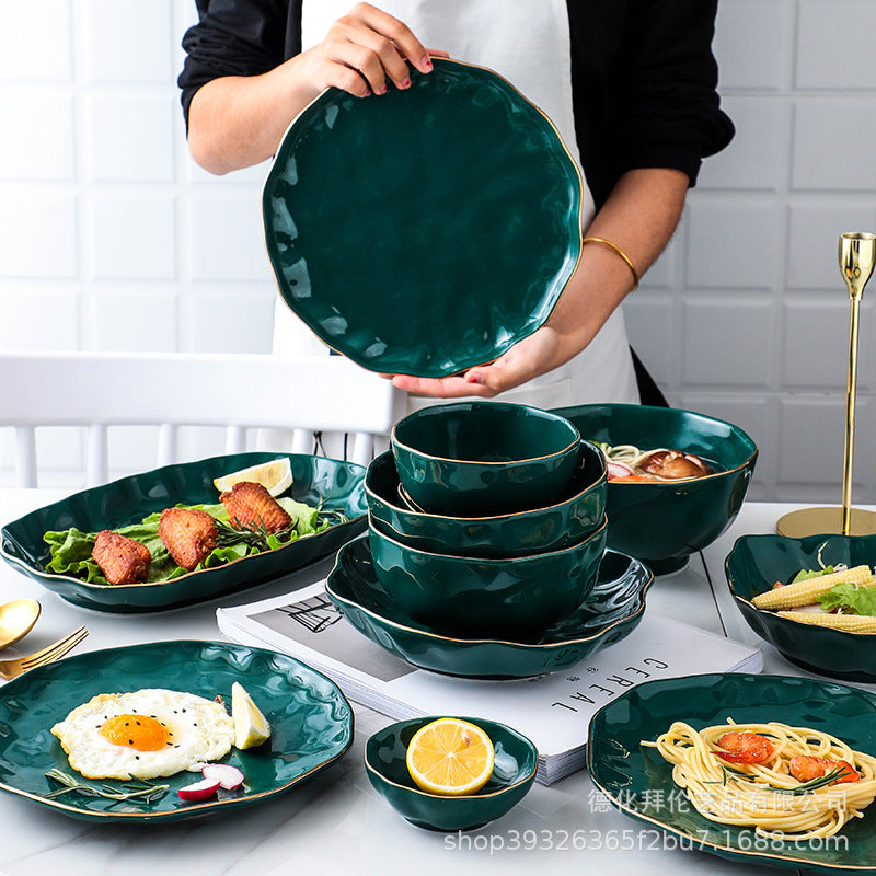 Wholesale ins ceramic dinnerware set for home use - large soup bowls, noodle bowls, salad bowls, rice bowls, fish plates - white porcelain