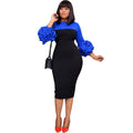 supply of african plus size women's clothing pure color pile sleeves multi-color skirt   hot selling dress