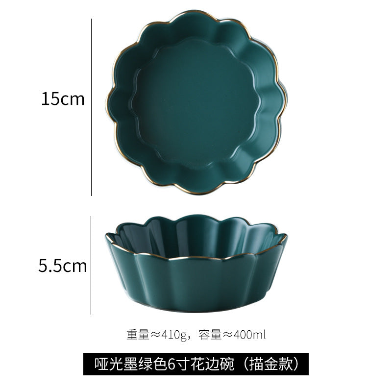 Salad breakfast bowl petal baking bowl eating bowl ceramic tableware single stylishins creative wholesale white porcelain casual