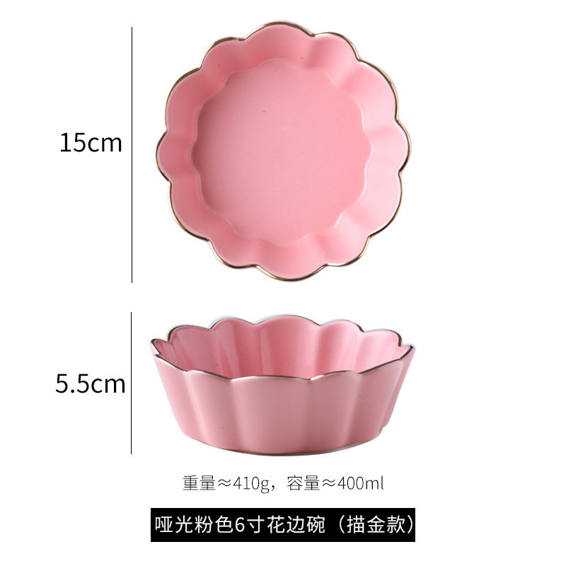 Salad breakfast bowl petal baking bowl eating bowl ceramic tableware single stylishins creative wholesale white porcelain casual