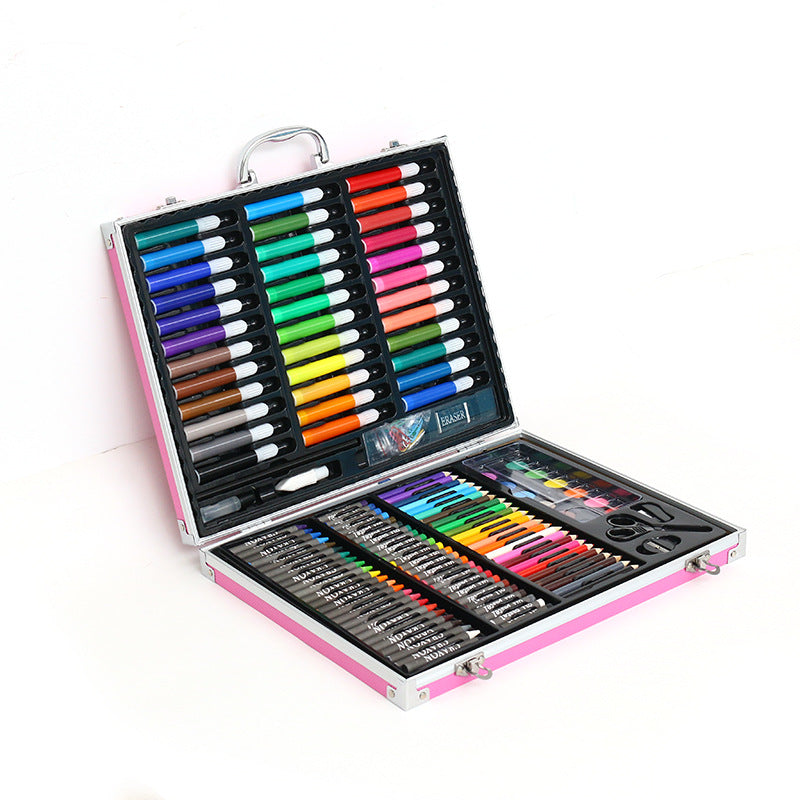 150 aluminum box painting set, student children's watercolor pen stationery gift box art tools crayons oil painting pen wholesale