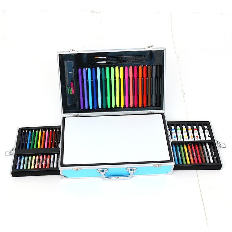 Customized school season art brush gift box logo pattern double head watercolor pen oil painting stick three-layer aluminum box set
