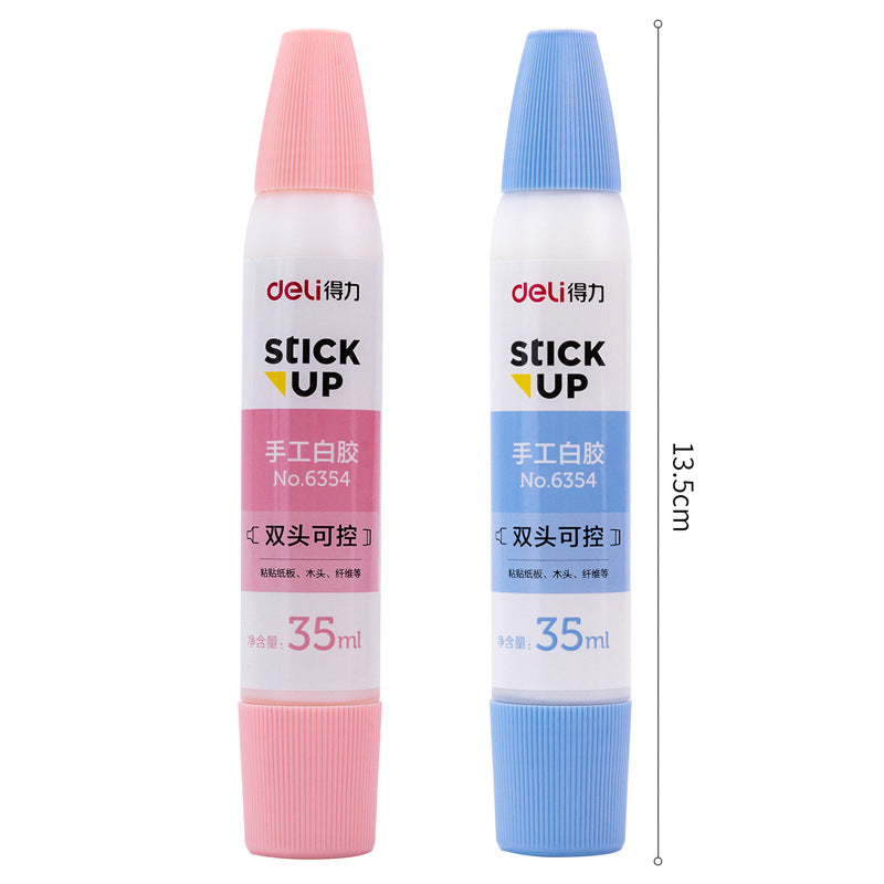 Deli 6354 handmade latex glue, double-head controllable DIY glue 35ml student art liquid glue
