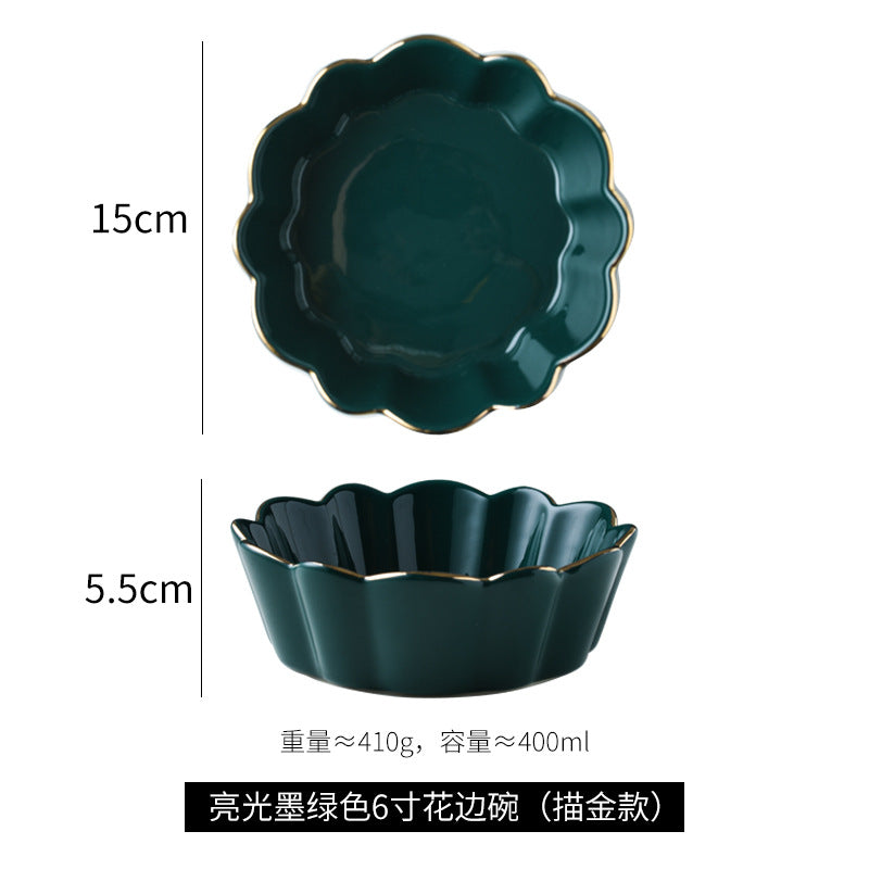Salad breakfast bowl petal baking bowl eating bowl ceramic tableware single stylishins creative wholesale white porcelain casual