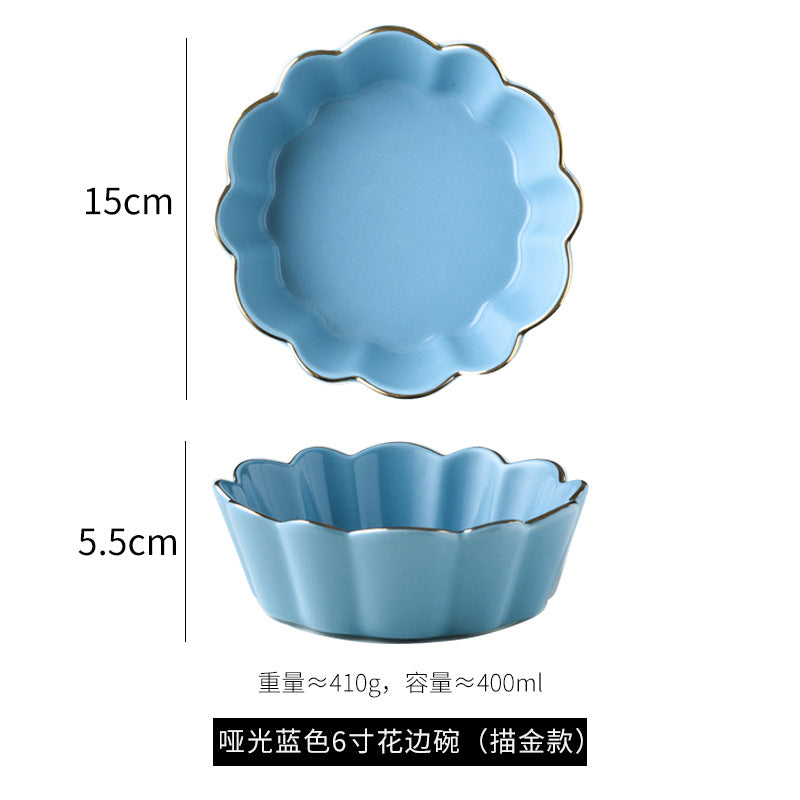 Salad breakfast bowl petal baking bowl eating bowl ceramic tableware single stylishins creative wholesale white porcelain casual