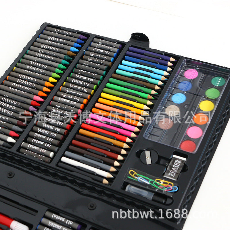 Manufacturer customizes 168 crayon oil painting stick gift box, children's portable learning painting watercolor pen set