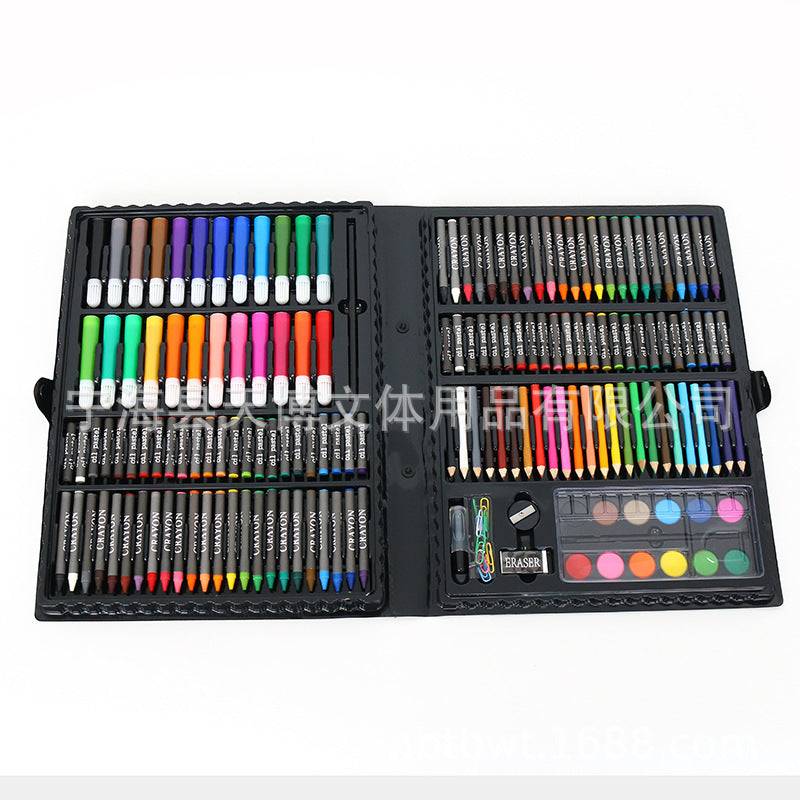 168 pieces crayon oil painting stick gift box, children's portable learning art painting watercolor pen set wholesale