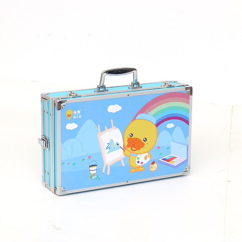 Customized school season art brush gift box logo pattern double head watercolor pen oil painting stick three-layer aluminum box set