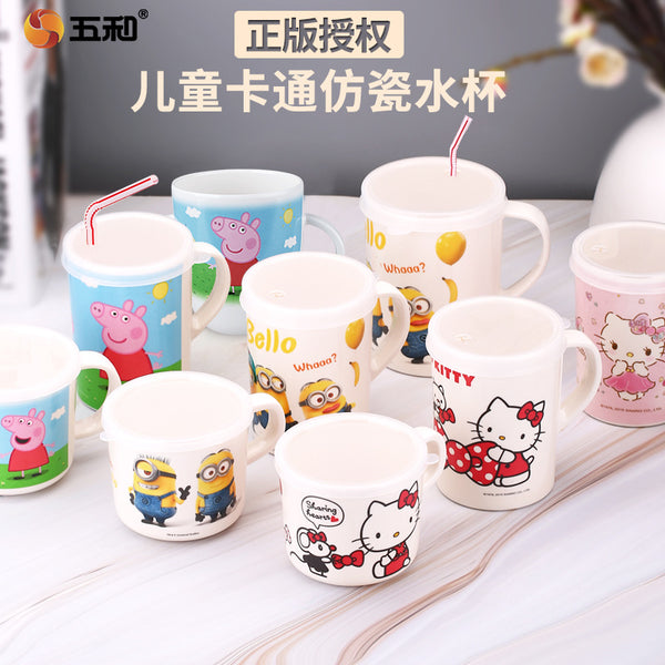 Wuhe children's water cup cartoon milk cup baby melamine student household baby water cup children's water cup wholesale