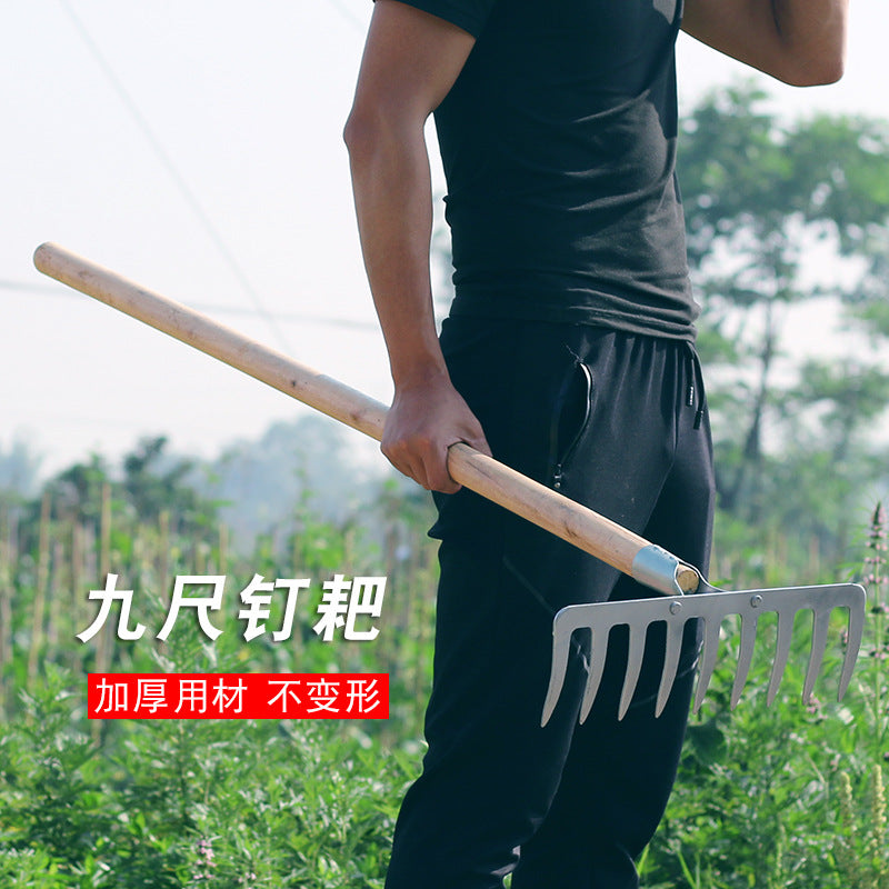 Agricultural iron rake, ground rake, thickened nail rake, soil rake, grass rake manufacturer, multi-functional 469-tooth weeding tool
