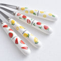 Creative fruit ceramic stainless steel cutlery portable three-piece set - student outdoor travel fork, spoon, and chopsticks set - wholesale