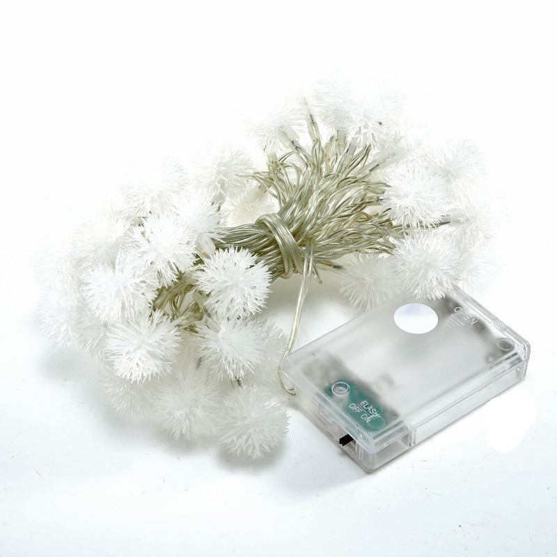 Cross-border LED hairball decorative light string Christmas wedding bedroom decoration dandelion battery box USB small lantern string