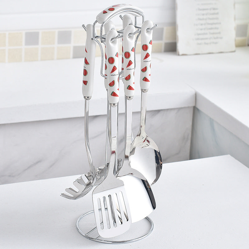 Ceramic stainless steel kitchenware decals personalized kitchen utensils hot pot spoon spatula spoon colander seven-piece set wholesale