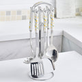Ceramic stainless steel kitchenware decals personalized kitchen utensils hot pot spoon spatula spoon colander seven-piece set wholesale