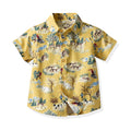 European and american summer new boys' korean style animal print short-sleeve shirt and shorts casual two-piece kids' outfit set