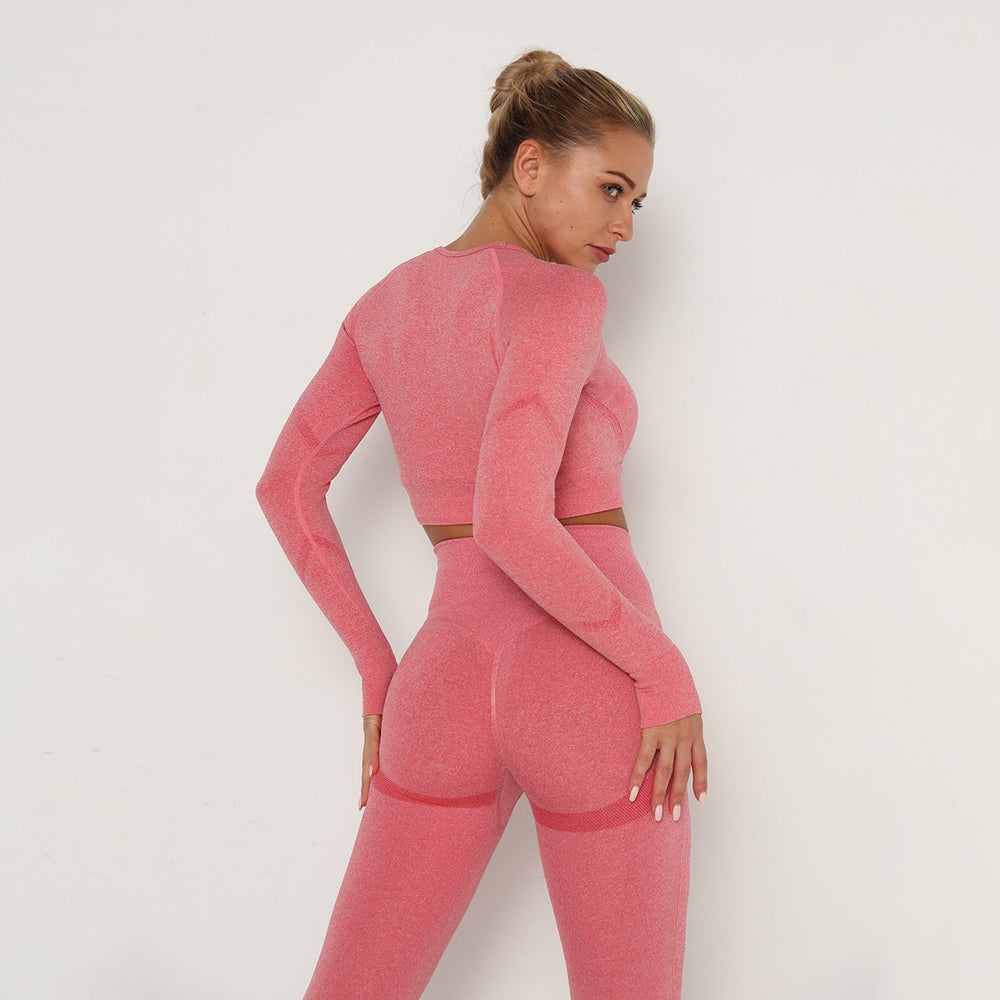 Clearance: european and american influencer-style seamless yoga top - long sleeve, high-stretch, ruched body shaper, long sleeve fitness yoga top