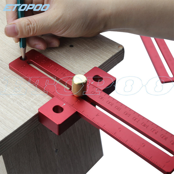 HUOTO aluminum alloy scribing ruler, woodworking T-shaped scribing ruler, hole scribing ruler, scribing tool woodworking tool