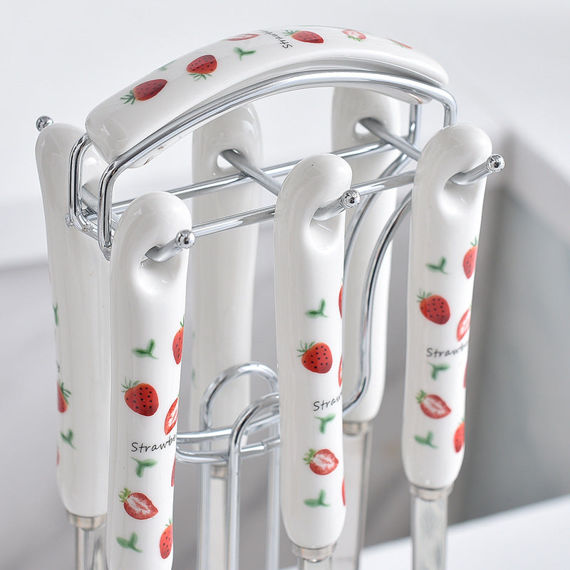 Ceramic stainless steel kitchenware decals personalized kitchen utensils hot pot spoon spatula spoon colander seven-piece set wholesale