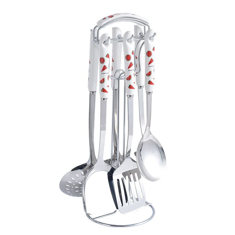 Ceramic stainless steel kitchenware decals personalized kitchen utensils hot pot spoon spatula spoon colander seven-piece set wholesale