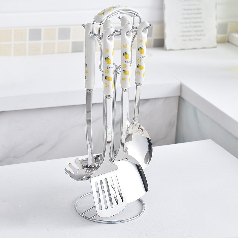 Ceramic stainless steel kitchenware decals personalized kitchen utensils hot pot spoon spatula spoon colander seven-piece set wholesale
