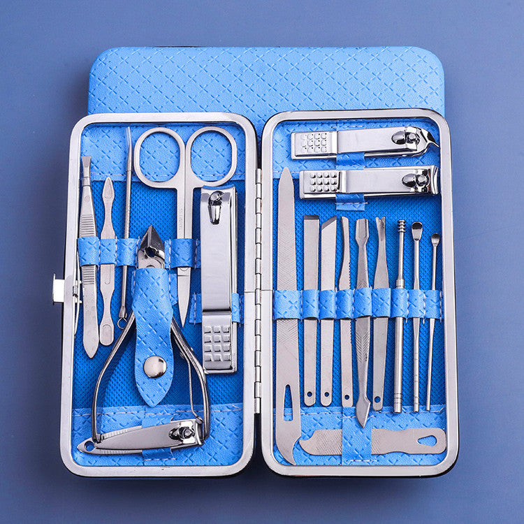 Wholesale stainless steel nail clipper set - 19 piece manicure & pedicure kit for beauty & grooming