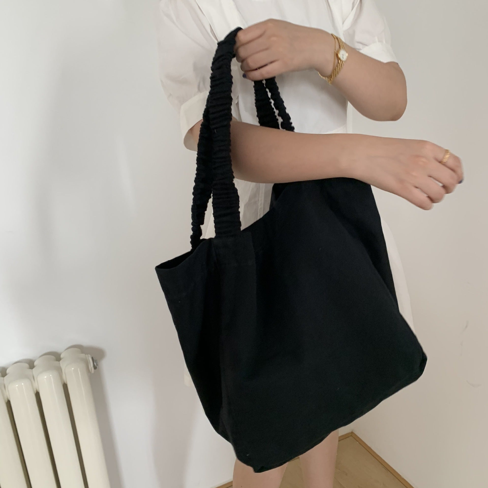 Bags Women's bags New textured shoulder bags Leopard print canvas bags Folded shoulder straps Large solid color capacity handbags