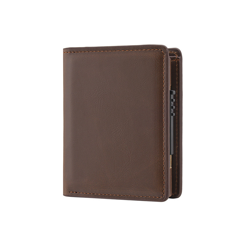 's new men's short wallet, automatic pop-up aluminum alloy card bag, anti-theft brush, anti-magnetic card sleeve, card box.