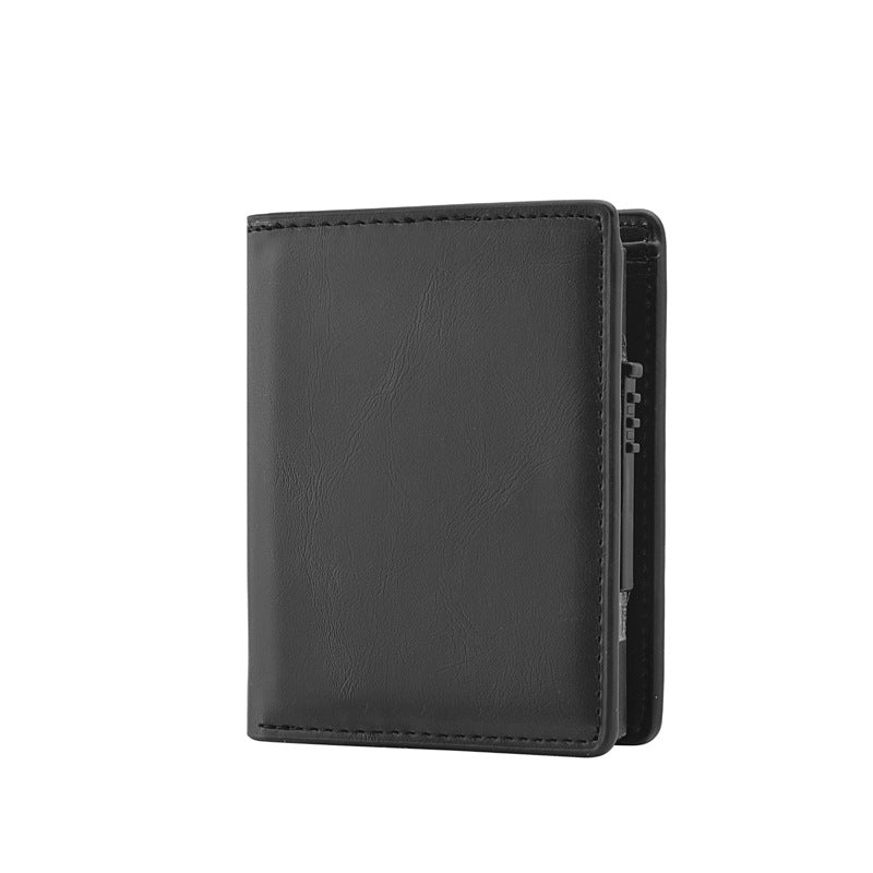 's new men's short wallet, automatic pop-up aluminum alloy card bag, anti-theft brush, anti-magnetic card sleeve, card box.