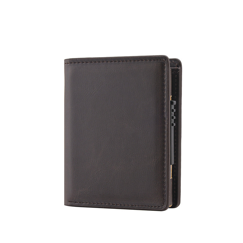 's new men's short wallet, automatic pop-up aluminum alloy card bag, anti-theft brush, anti-magnetic card sleeve, card box.