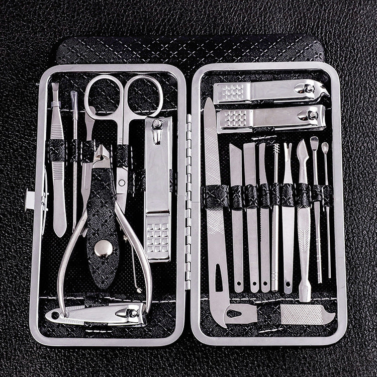 Wholesale stainless steel nail clipper set - 19 piece manicure & pedicure kit for beauty & grooming