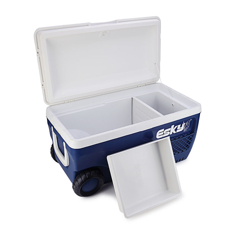 Premium 65l portable wheeled cooler box - ideal for outdoor camping, fishing, and picnics