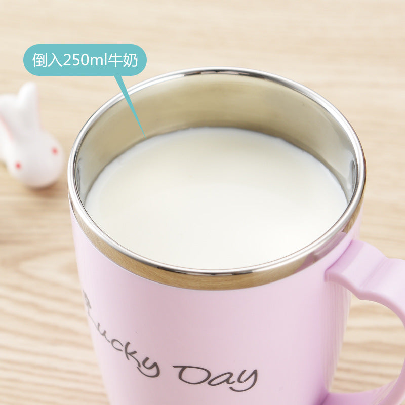 304 stainless steel water cup - korean style for women, students, office use, kids - drop-proof mug with lid - trendy ins couple cup