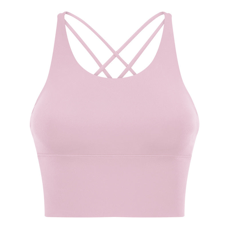 New arrival thin shoulder strap cross back sports intimates women's new arrivalsexybackless fitness yoga bra d19095