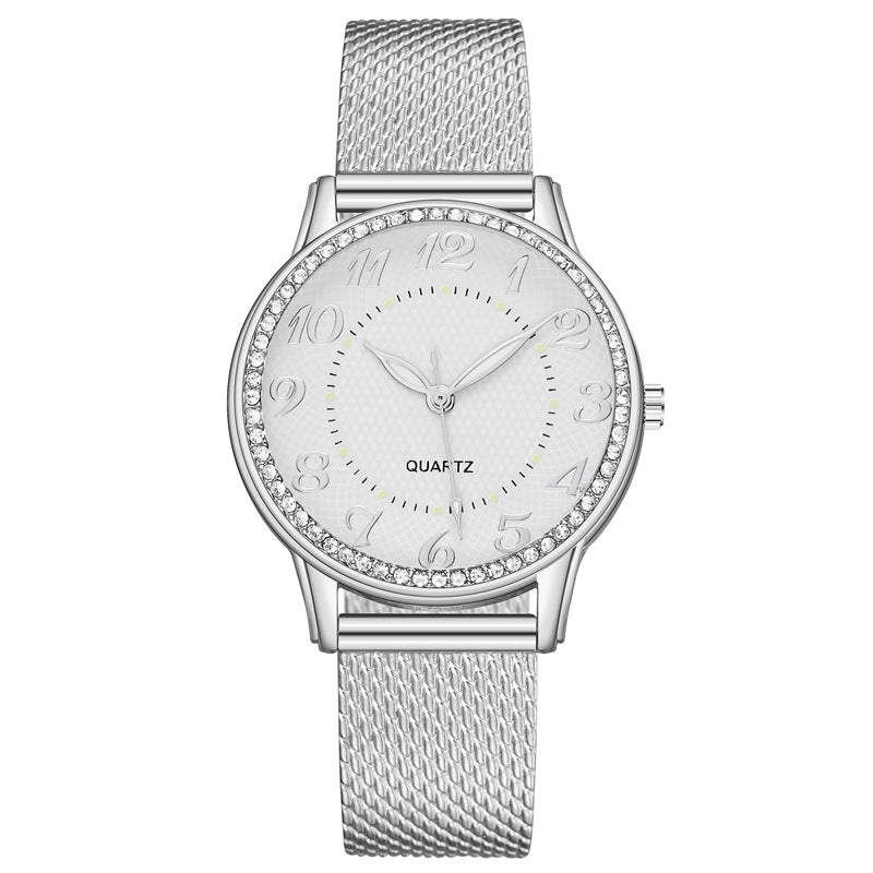 diamond-encrusted luminous watch women's fashiontrendy business mesh belt women's quartz watch manufacturer wholesale watch