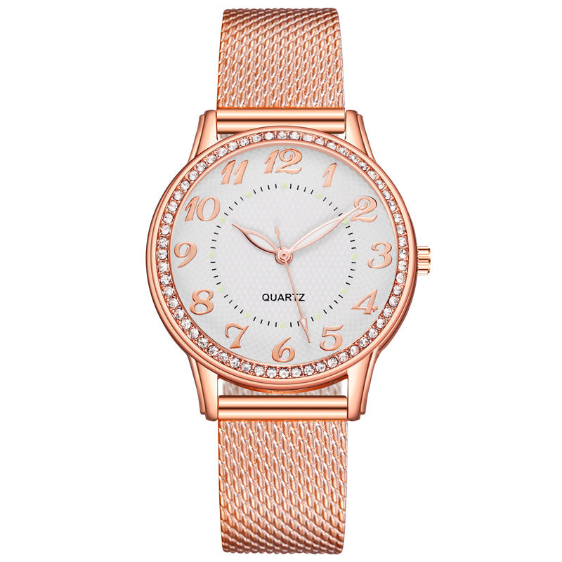 diamond-encrusted luminous watch women's fashiontrendy business mesh belt women's quartz watch manufacturer wholesale watch