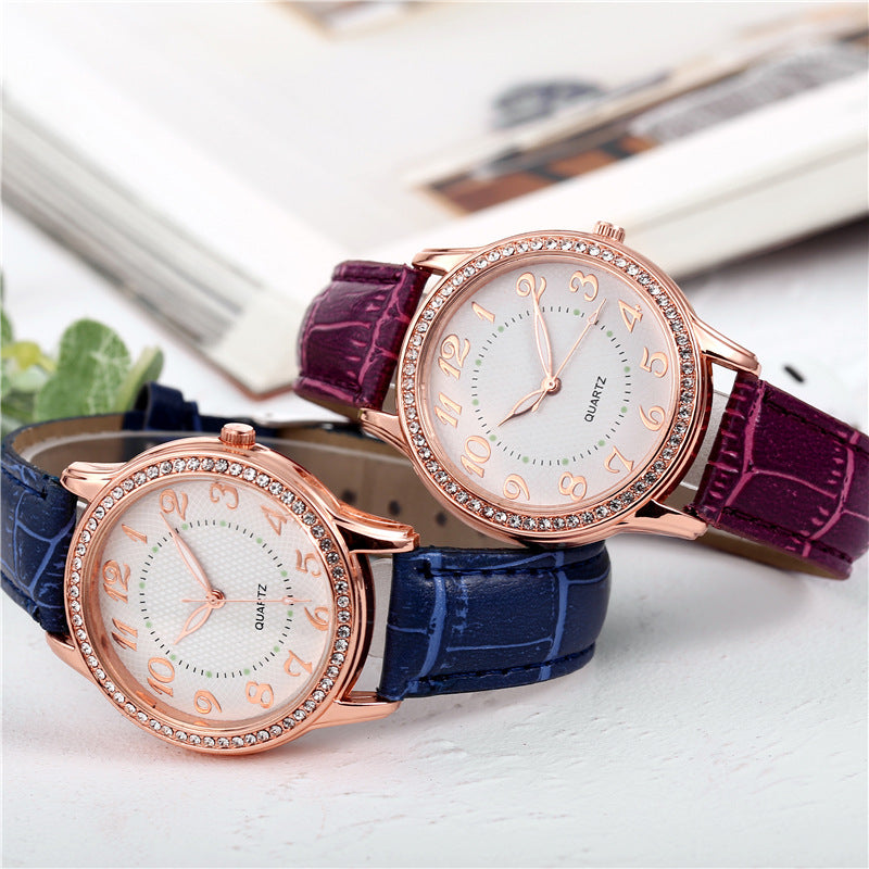 Womenwatches cross-border diamond-luminous watch women's belt women's watch quartz watch diamond jewelry luminous diamond