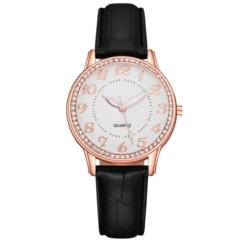 Womenwatches cross-border diamond-luminous watch women's belt women's watch quartz watch diamond jewelry luminous diamond