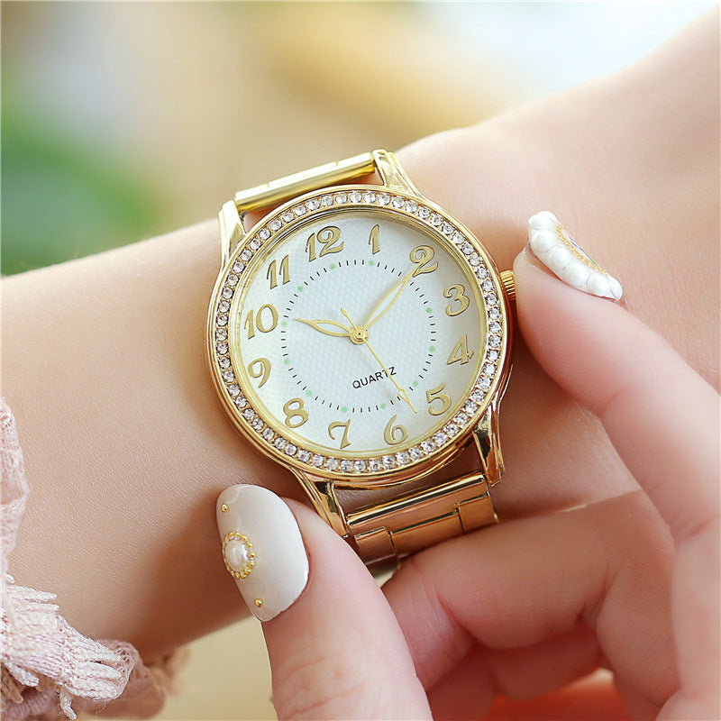 Aliexpress diamond-studded luminous watch - women's casual business steel band quartz watch - wholesale diamond jewelry wristwatch from manufacturer
