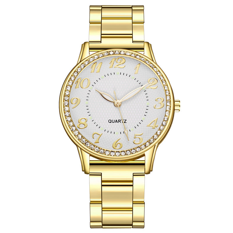 Aliexpress diamond-studded luminous watch - women's casual business steel band quartz watch - wholesale diamond jewelry wristwatch from manufacturer