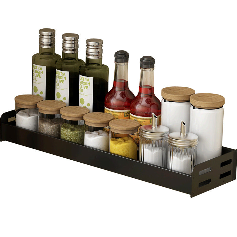 No punching kitchen rack wall-mounted black space aluminum multi-functional knife holder supplies seasoning rack storage rack