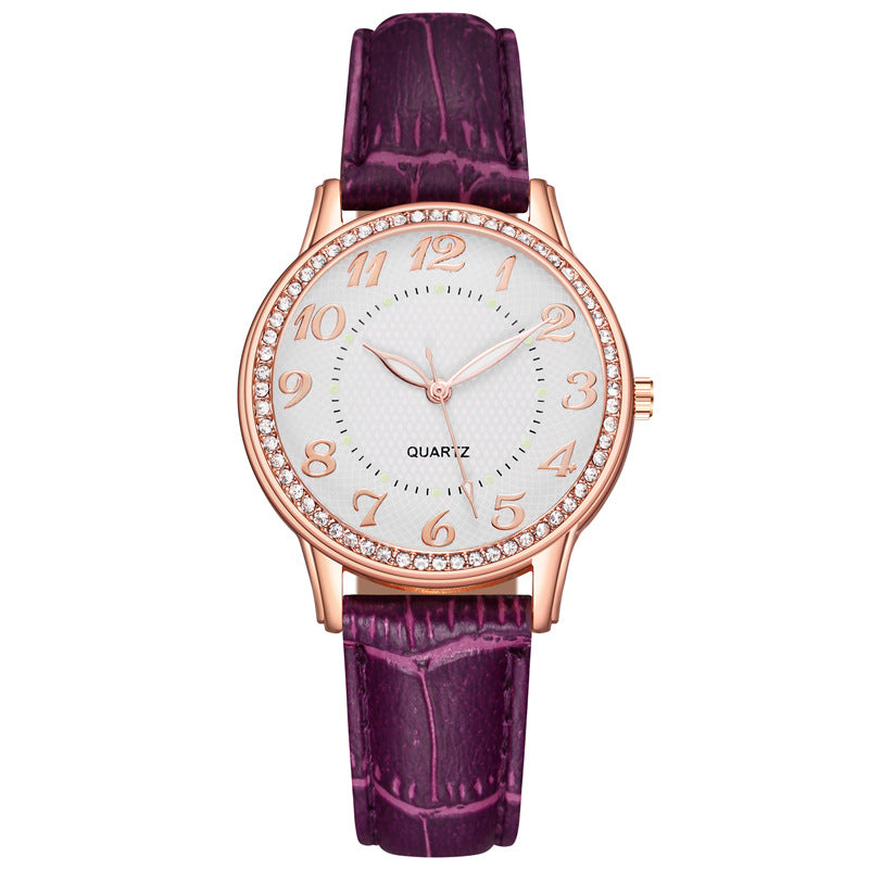 Womenwatches cross-border diamond-luminous watch women's belt women's watch quartz watch diamond jewelry luminous diamond