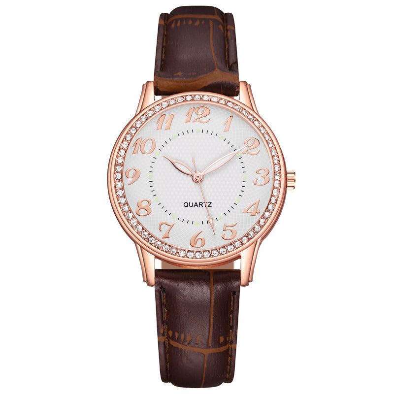 Womenwatches cross-border diamond-luminous watch women's belt women's watch quartz watch diamond jewelry luminous diamond