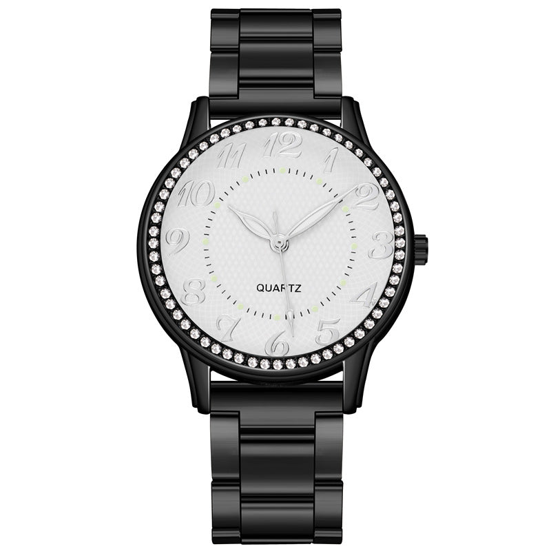 Aliexpress diamond-studded luminous watch - women's casual business steel band quartz watch - wholesale diamond jewelry wristwatch from manufacturer