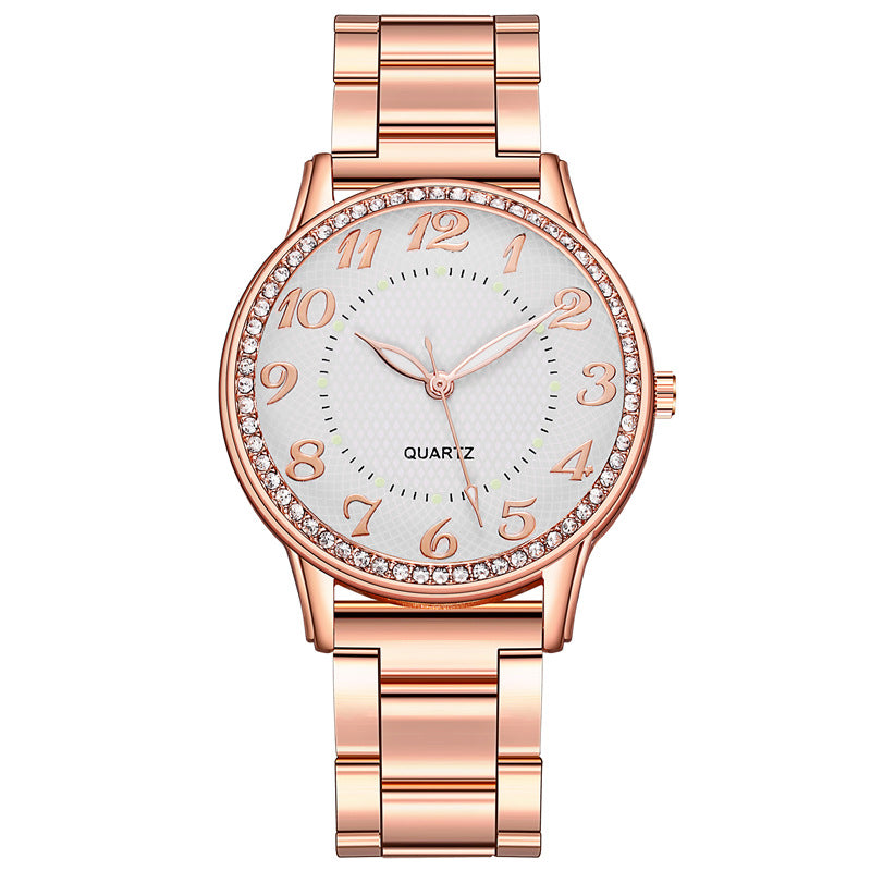 Aliexpress diamond-studded luminous watch - women's casual business steel band quartz watch - wholesale diamond jewelry wristwatch from manufacturer
