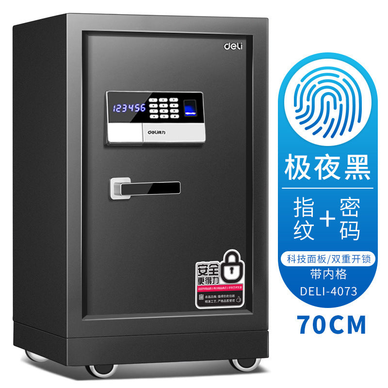 Deli Home Small Anti-theft Fingerprint Electronic Password Safe Deposit Box Bedside Office Large Mini All-Steel Safe Deposit Box