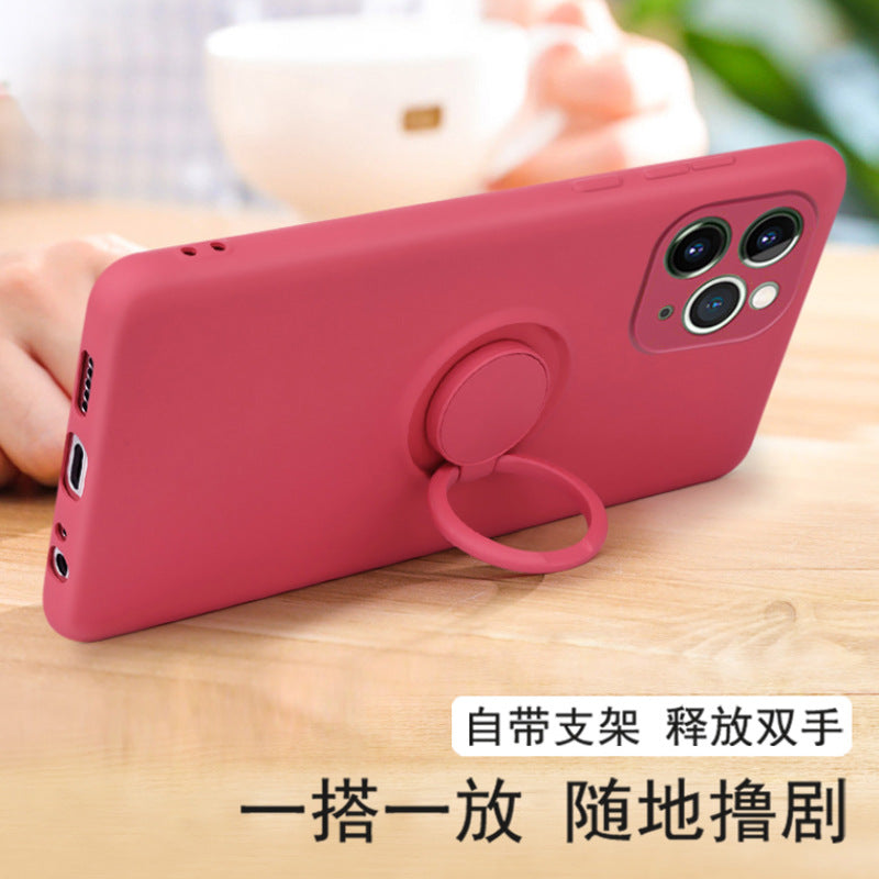 Suitable for iphone17 mobile phone case apple 15 liquid silicone creative stand ring 16 fine hole all-inclusive protective cover
