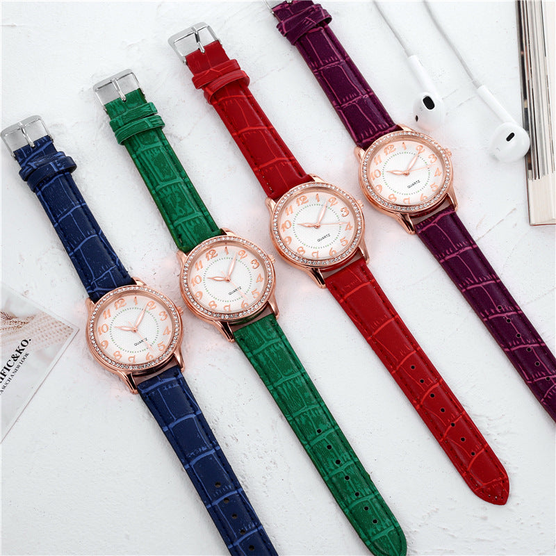 Womenwatches cross-border diamond-luminous watch women's belt women's watch quartz watch diamond jewelry luminous diamond
