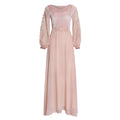 african plus size women's velvet embroidered lace trim long evening gown dress