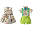 summer new printing shirt overallssuitdressfashion brother and sister wear export wholesale for boys and girls