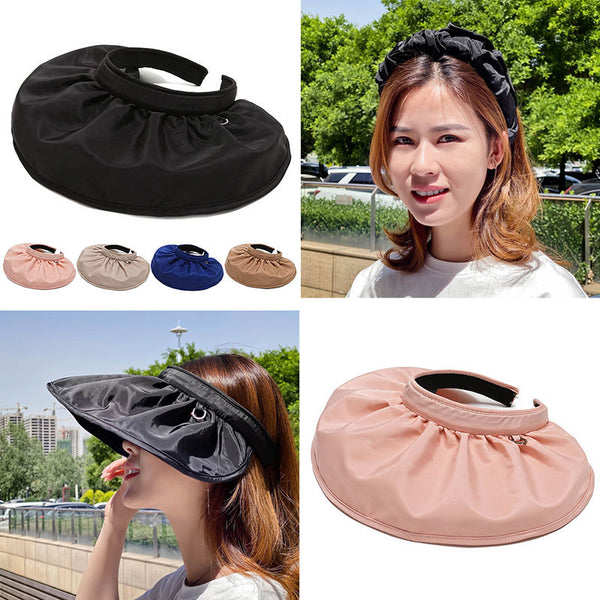 Korean version of vinyl shell hat Internet celebrity headband big eaves women's summer outdoor UV protection sun hat outdoor empty top hat